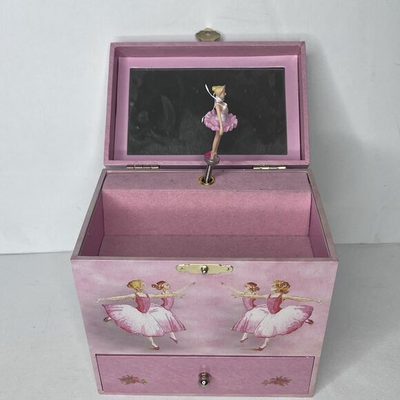 Enchantmints Pink Ballerina Swan Lake Dancer 6” Music Box 4 Drawers WORKS - Picture 5 of 12